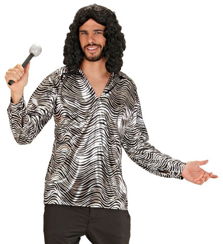 E-Carnavalskleding.nl Shirt disco fever zilver heren