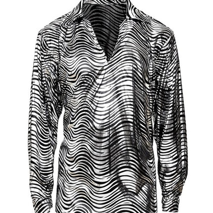 E-Carnavalskleding.nl Shirt disco fever zilver heren