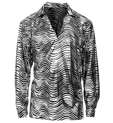E-Carnavalskleding.nl Shirt disco fever zilver heren