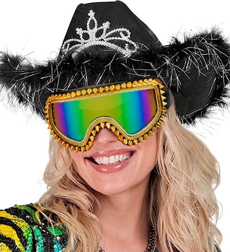 E-Carnavalskleding.nl Ski-bril 80's goud strass-nagels Anouk