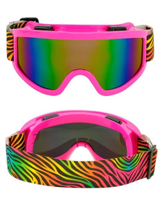 E-Carnavalskleding.nl Ski-bril 80's roze regenboog tijgerprint Anouk