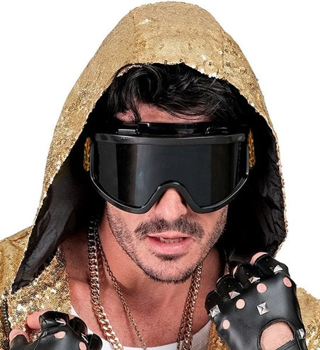 E-Carnavalskleding.nl Ski-bril 80's zwart luipaardprint Jesse