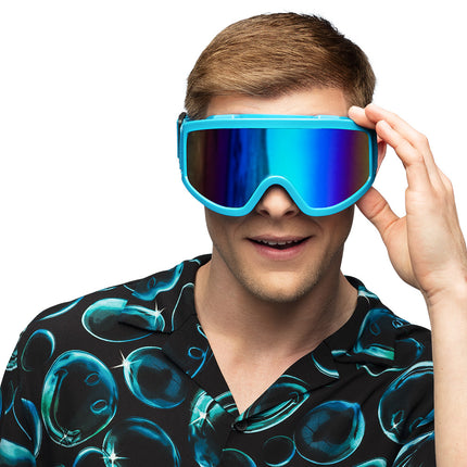 E-Carnavalskleding.nl Skibril neon blauw unisex