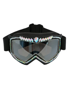 E-Carnavalskleding.nl Skibril zwart Galaxy met diamantjes
