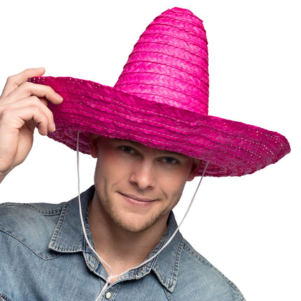 E-Carnavalskleding.nl Sombrero Puebla roze