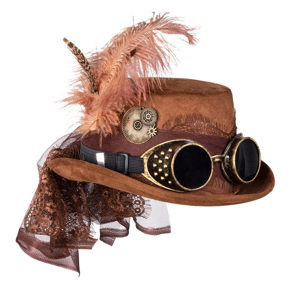 E-Carnavalskleding.nl Steampunkhoed bruin Specspunk de luxe