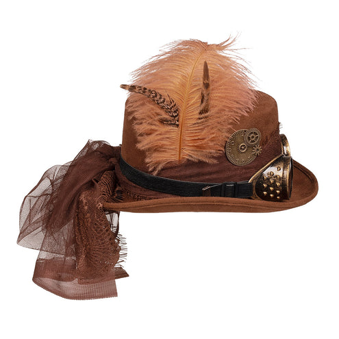 E-Carnavalskleding.nl Steampunkhoed bruin Specspunk de luxe