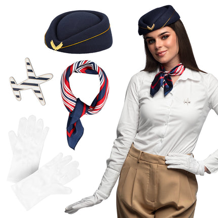 E-Carnavalskleding.nl Stewardess accessoires verkleed set