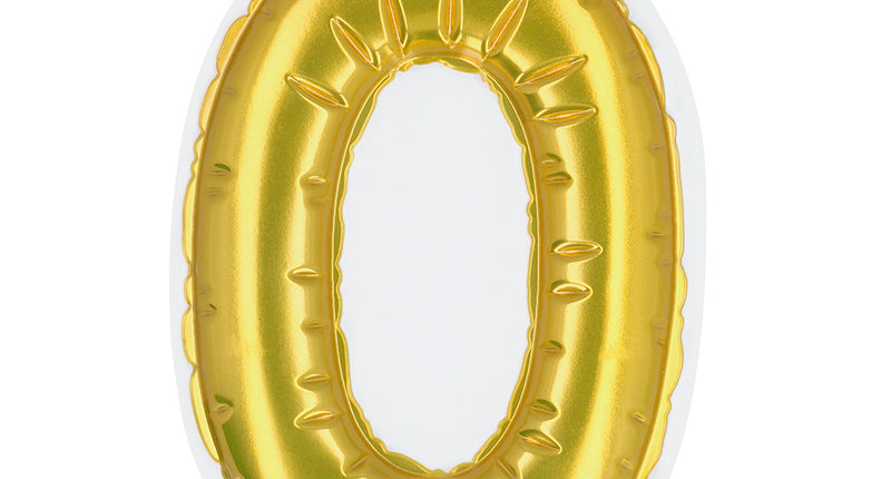 E-Carnavalskleding.nl Sticker Folieballon '0' goud