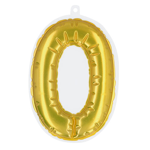 E-Carnavalskleding.nl Sticker Folieballon '0' goud