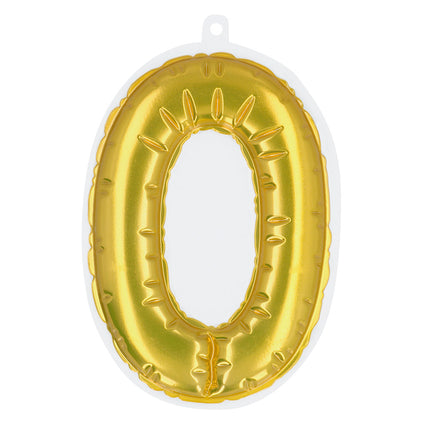 E-Carnavalskleding.nl Sticker Folieballon '0' goud
