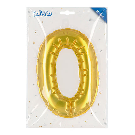 E-Carnavalskleding.nl Sticker Folieballon '0' goud