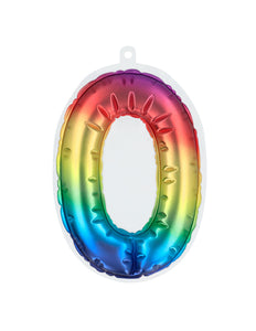 E-Carnavalskleding.nl Sticker Folieballon '0' regenboog