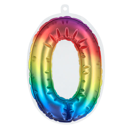 E-Carnavalskleding.nl Sticker Folieballon '0' regenboog