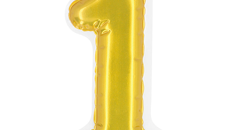 E-Carnavalskleding.nl Sticker Folieballon '1' goud