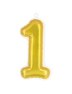 E-Carnavalskleding.nl Sticker Folieballon '1' goud