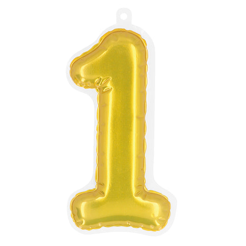 E-Carnavalskleding.nl Sticker Folieballon '1' goud