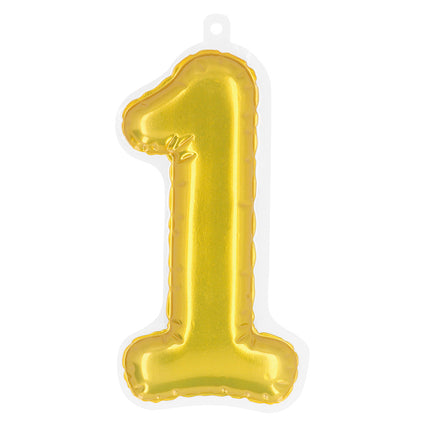 E-Carnavalskleding.nl Sticker Folieballon '1' goud