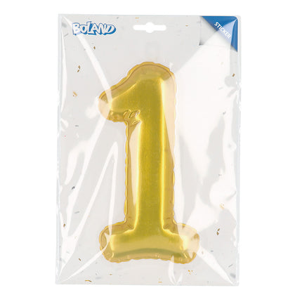 E-Carnavalskleding.nl Sticker Folieballon '1' goud