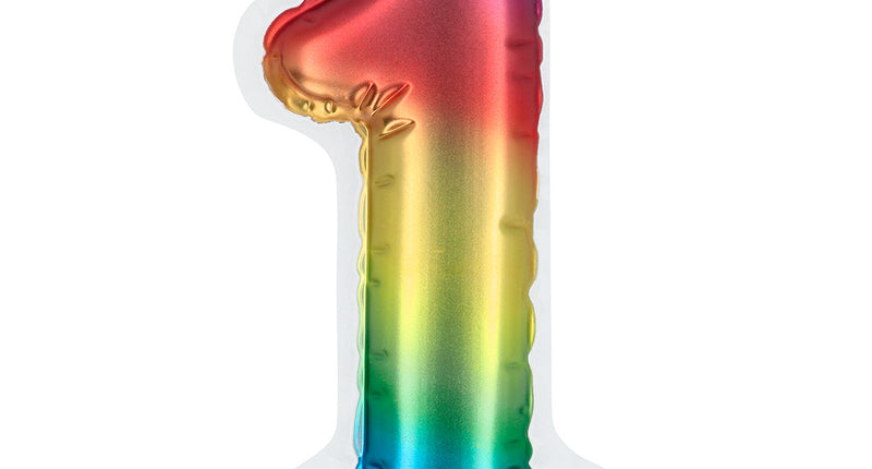 E-Carnavalskleding.nl Sticker Folieballon '1' regenboog