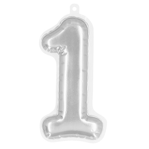 E-Carnavalskleding.nl Sticker Folieballon '1' zilver