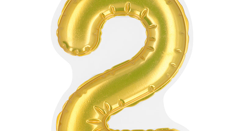 E-Carnavalskleding.nl Sticker Folieballon '2' goud