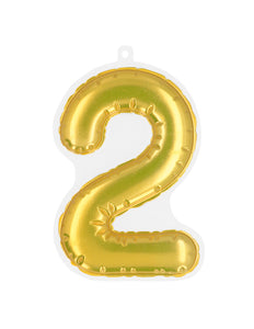 E-Carnavalskleding.nl Sticker Folieballon '2' goud