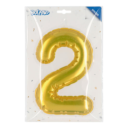 E-Carnavalskleding.nl Sticker Folieballon '2' goud