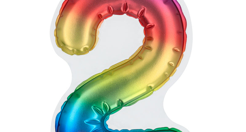 E-Carnavalskleding.nl Sticker Folieballon '2' regenboog