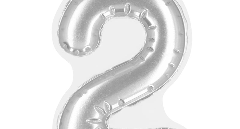 E-Carnavalskleding.nl Sticker Folieballon '2' zilver