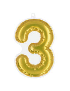 E-Carnavalskleding.nl Sticker Folieballon '3' goud