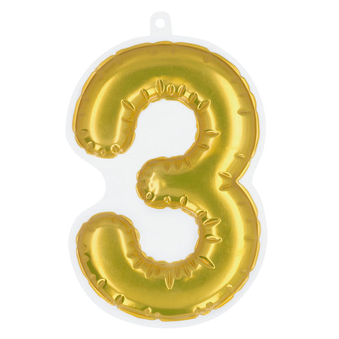 E-Carnavalskleding.nl Sticker Folieballon '3' goud