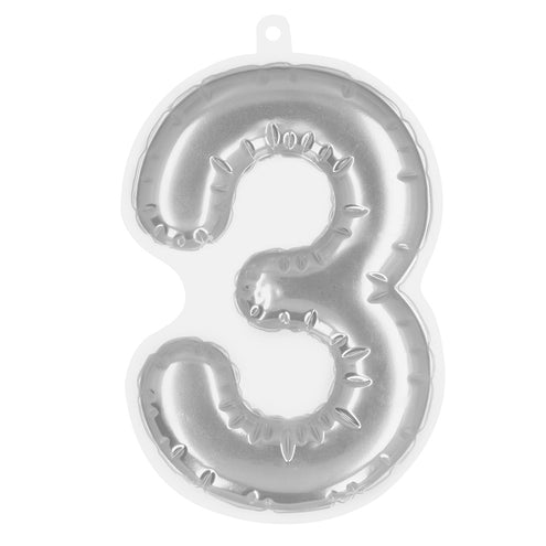 E-Carnavalskleding.nl Sticker Folieballon '3' zilver