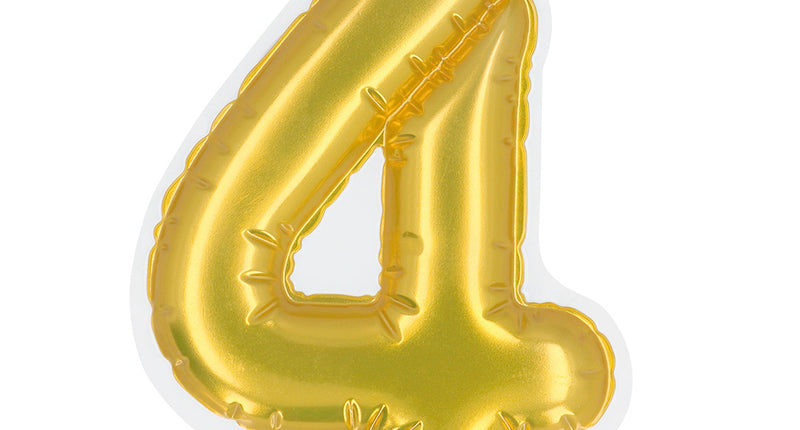 E-Carnavalskleding.nl Sticker Folieballon '4' goud