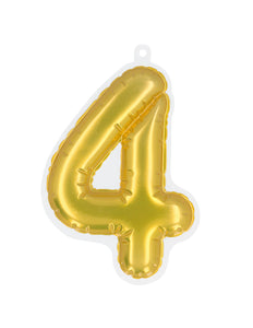 E-Carnavalskleding.nl Sticker Folieballon '4' goud