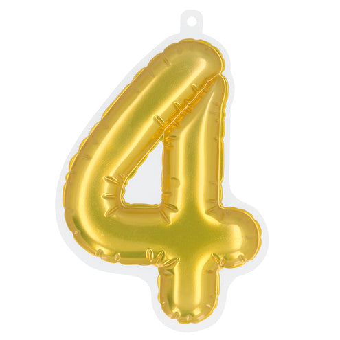 E-Carnavalskleding.nl Sticker Folieballon '4' goud