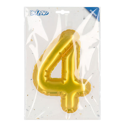 E-Carnavalskleding.nl Sticker Folieballon '4' goud