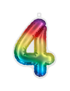 E-Carnavalskleding.nl Sticker Folieballon '4' regenboog