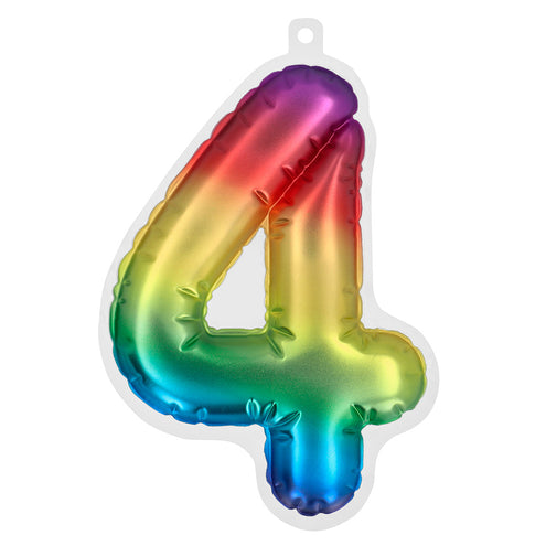 E-Carnavalskleding.nl Sticker Folieballon '4' regenboog