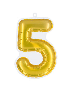 E-Carnavalskleding.nl Sticker Folieballon '5' goud