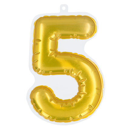 E-Carnavalskleding.nl Sticker Folieballon '5' goud