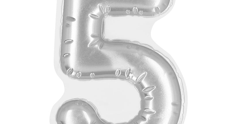 E-Carnavalskleding.nl Sticker Folieballon '5' zilver