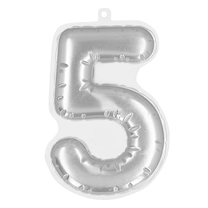 E-Carnavalskleding.nl Sticker Folieballon '5' zilver