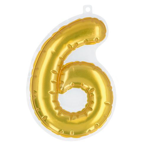 E-Carnavalskleding.nl Sticker Folieballon '6' goud