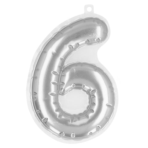 E-Carnavalskleding.nl Sticker Folieballon '6' zilver