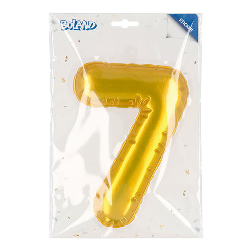 E-Carnavalskleding.nl Sticker Folieballon '7' goud
