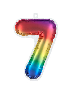 E-Carnavalskleding.nl Sticker Folieballon '7' regenboog