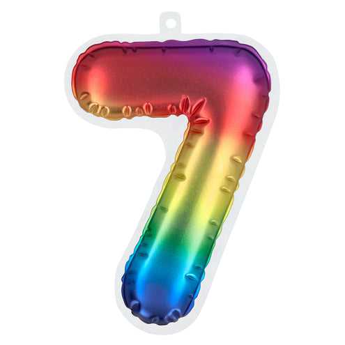 E-Carnavalskleding.nl Sticker Folieballon '7' regenboog