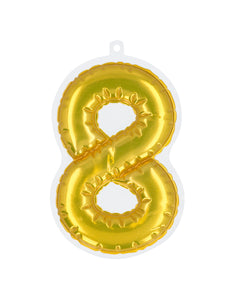 E-Carnavalskleding.nl Sticker Folieballon '8' goud