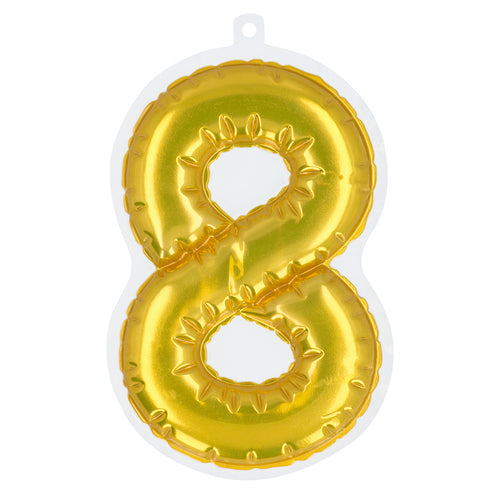 E-Carnavalskleding.nl Sticker Folieballon '8' goud